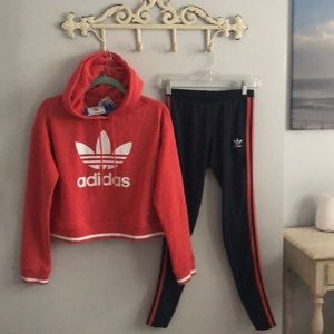 Adidas hooded sweatshirt (NWT), gently worn pants